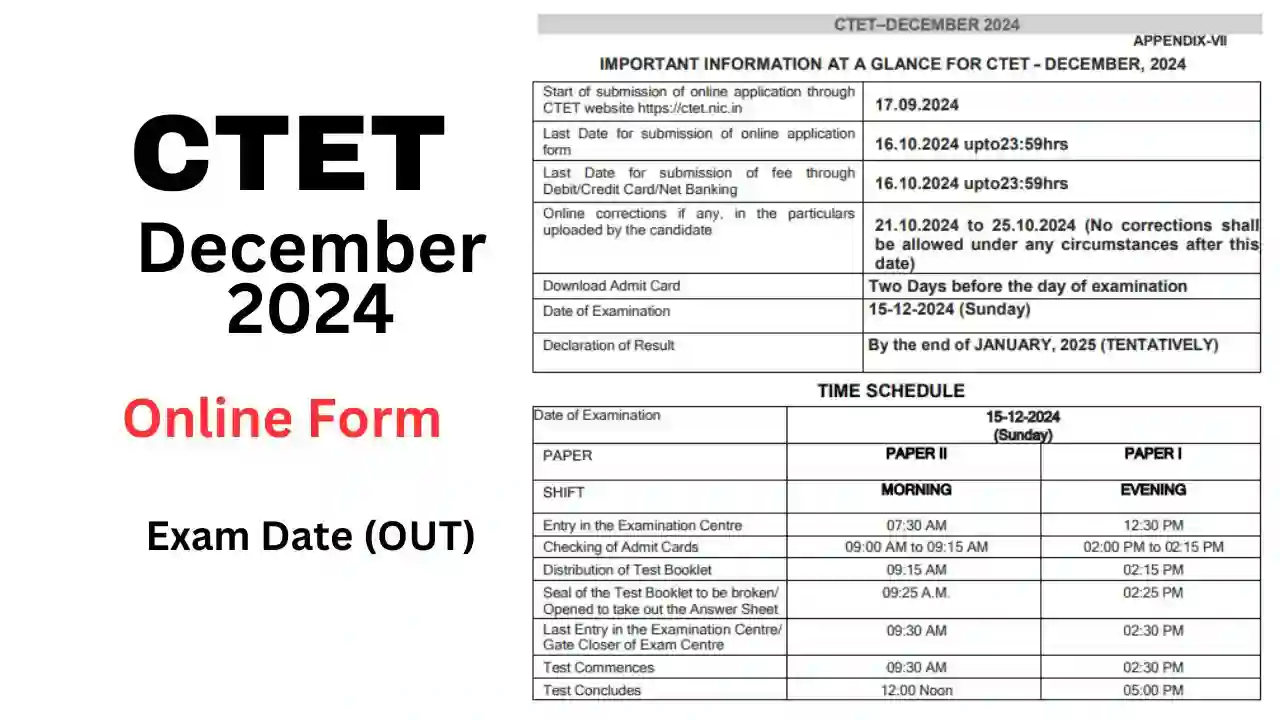 CTET December 2024 Online Application Form