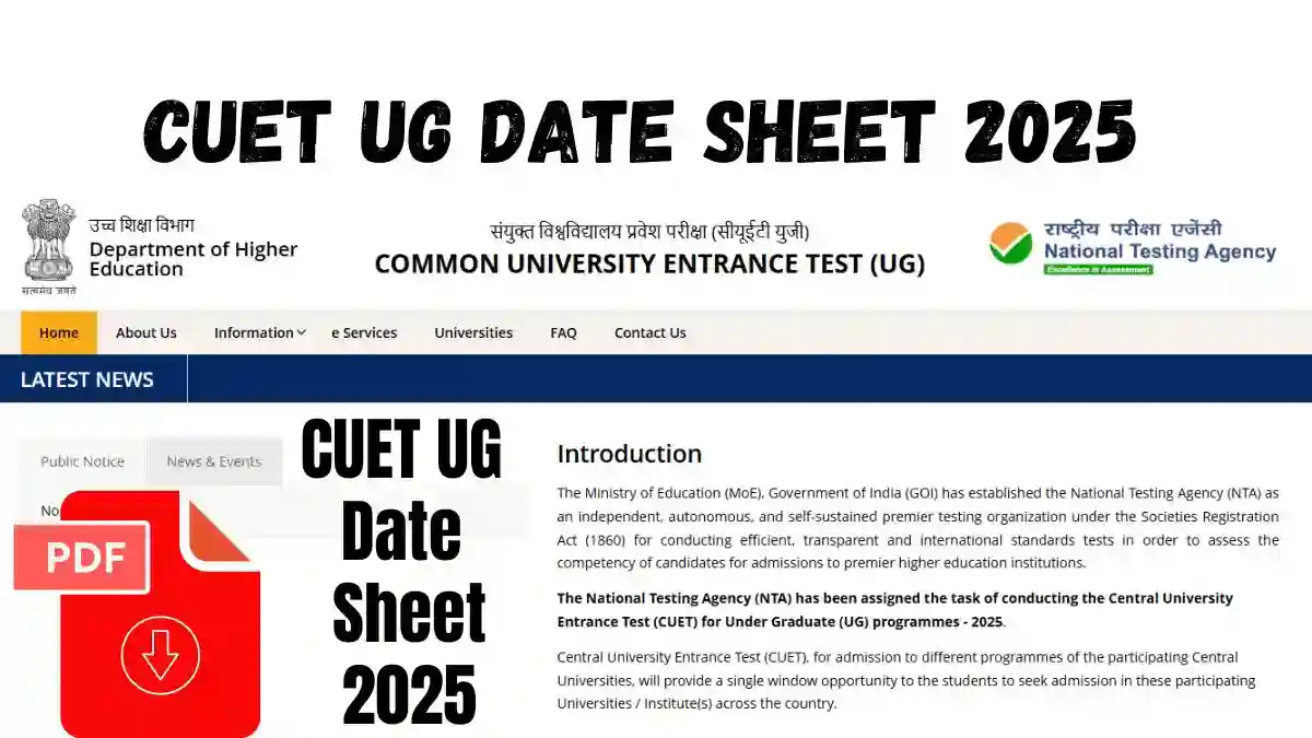 CUET UG Date Sheet 2025