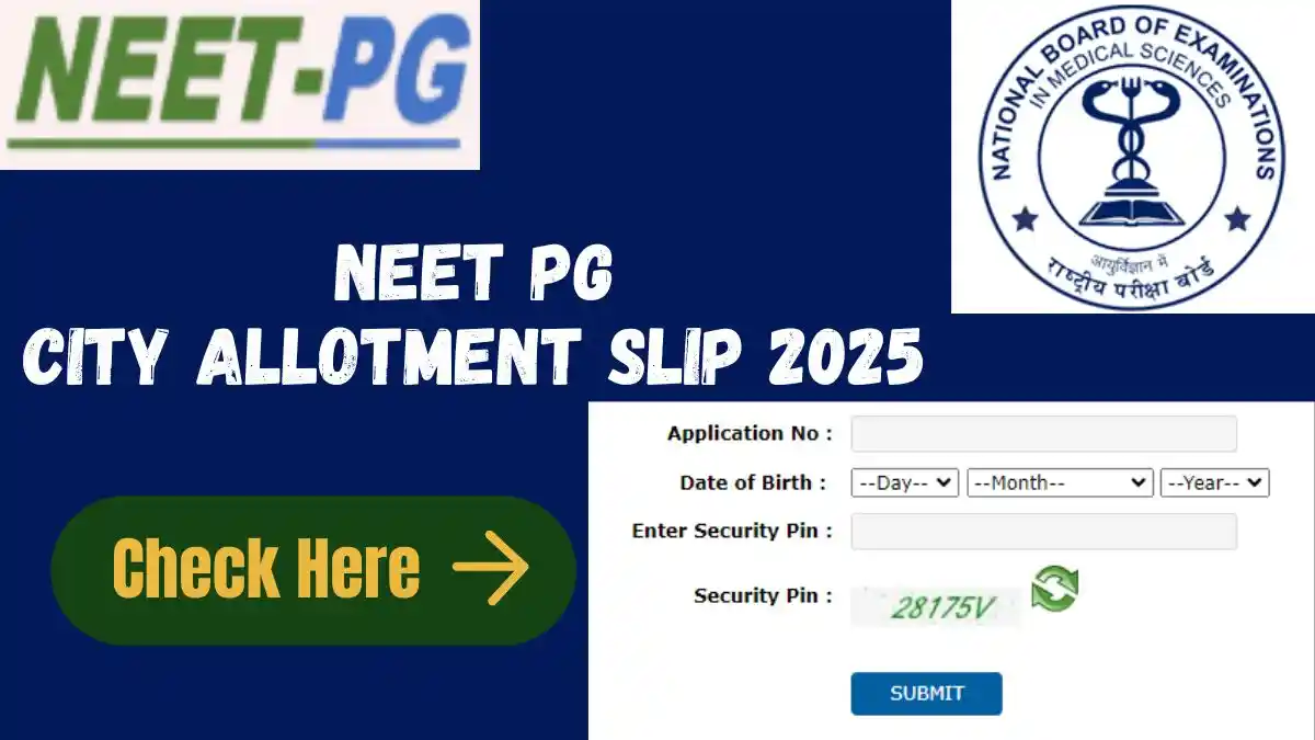NEET PG City Allotment Slip 2025