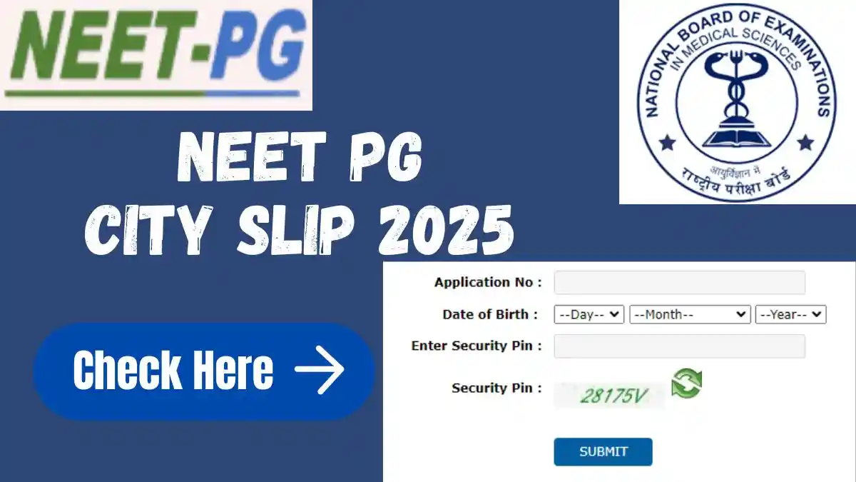 NEET PG City Slip 2025