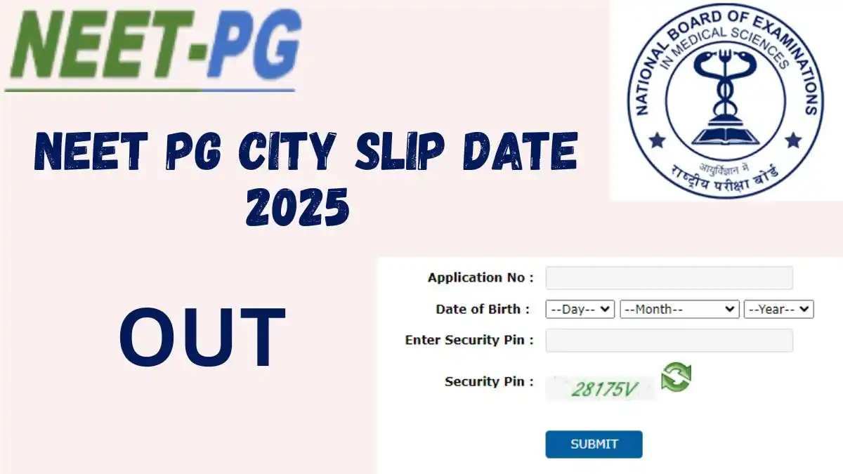 NEET PG City Slip Date 2025